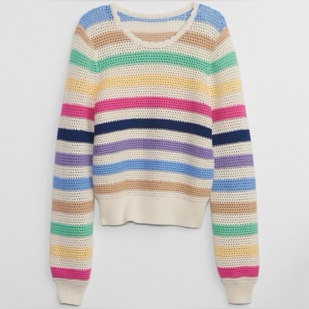 GAP || Multicolor Striped Crotchet Women's Sweater. Sz. XS - Picture 5 of 14